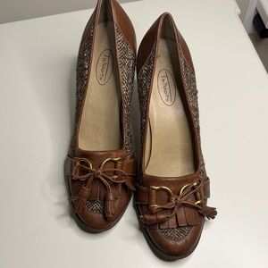 Talbots Brown Leather and Tweed Flats